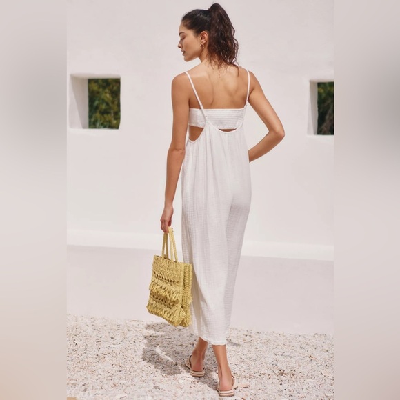 Anthropologie The Wrenley Suspender Pant Oversized White/Ivory Size M NO TOP - Picture 2 of 7